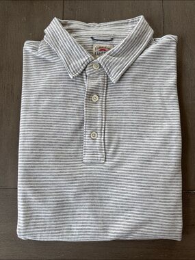 Men’s Faherty Gray & White Thin Stripe Polo